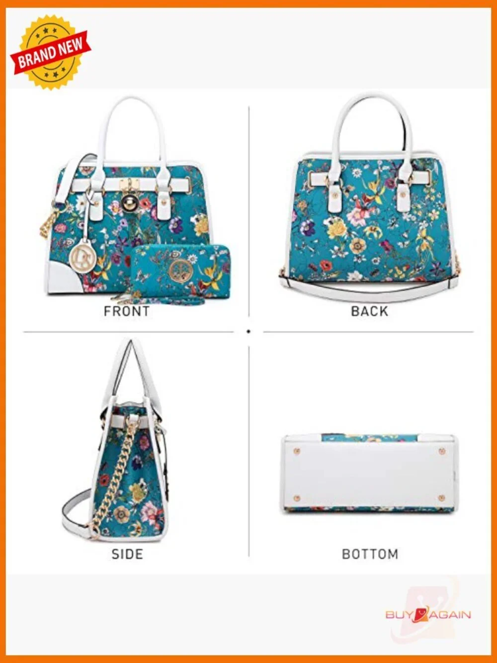 Vegan Leather Satchel Handbag Set with Wallet 2pcs Work Tote Shoulder Bag